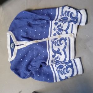 Rey Wear Sweater 100% Cotton Periwinkle and Winter White Size Mediun